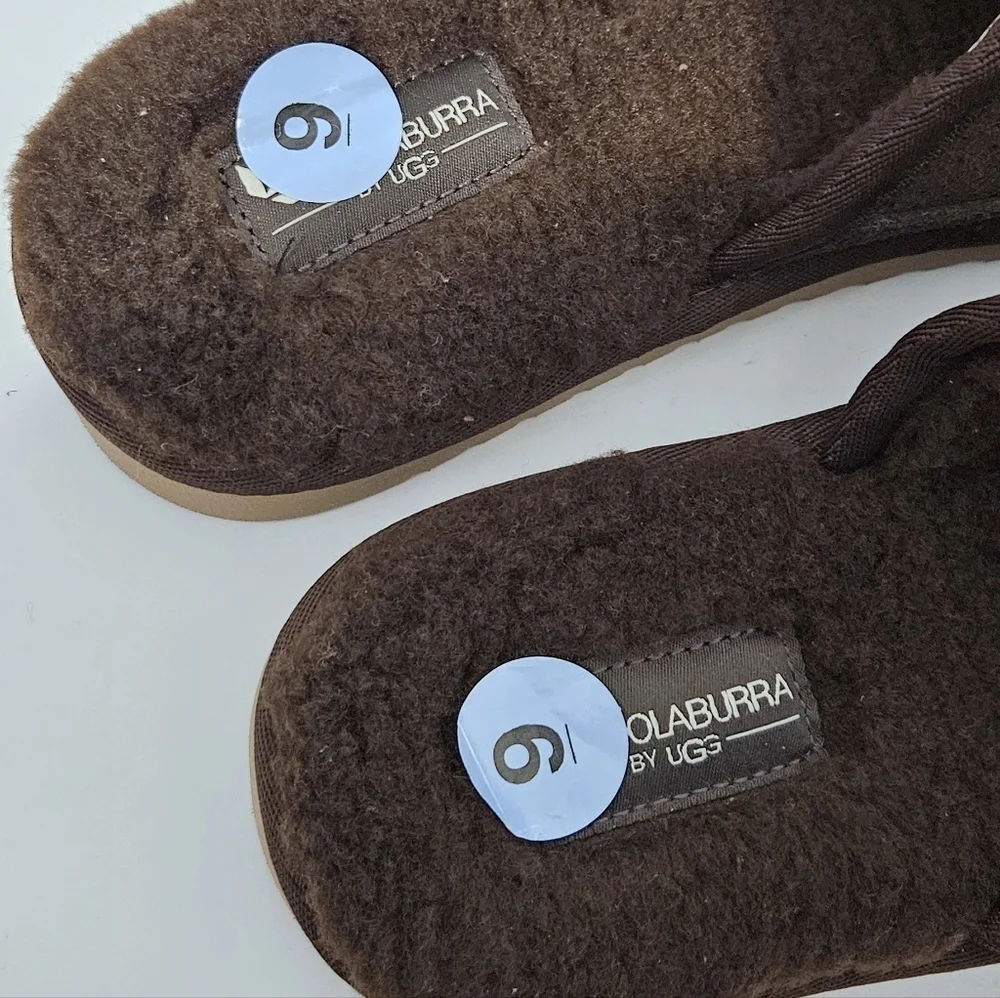 NWOT Koolaburra By Ugg Dawsen Men's Brown Leather Slippers Sz 9 - Picture 5 of 7